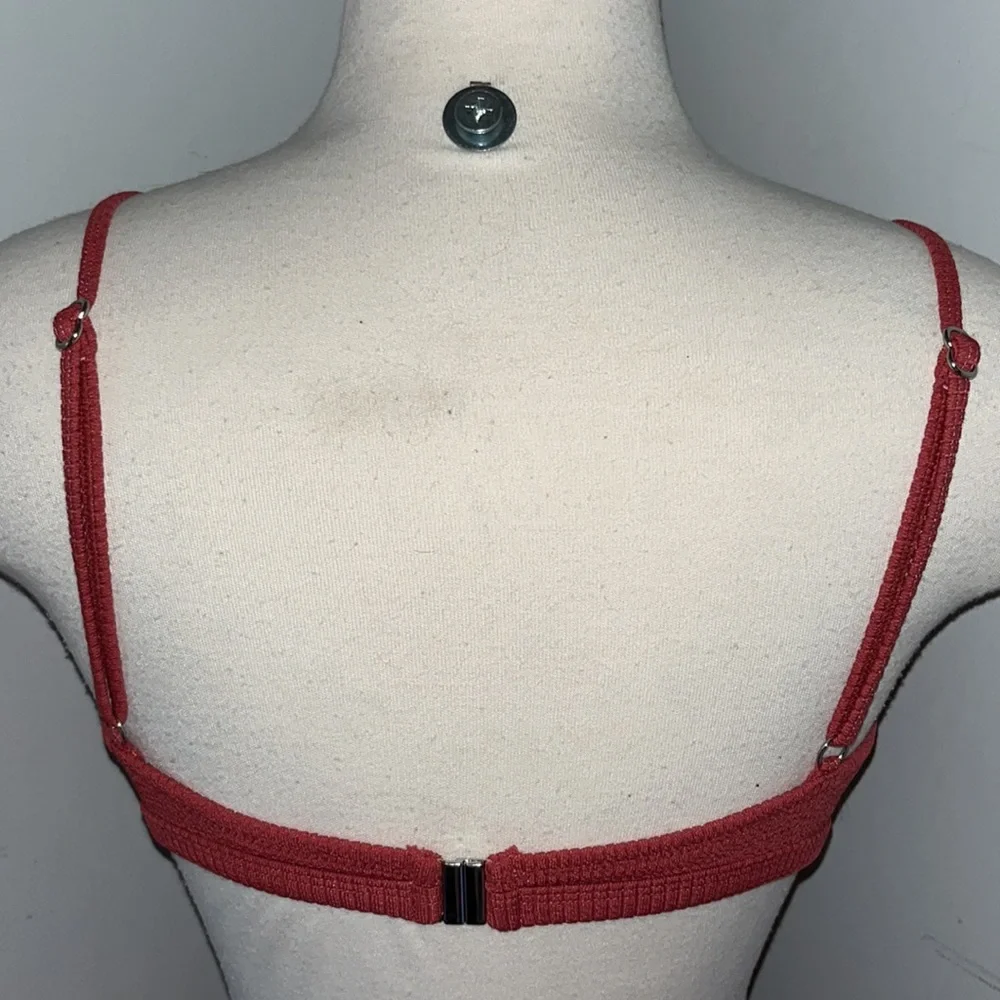 MINKPINK Kaya Twist Front Bikini Top in color Berry Textured Size Medium
